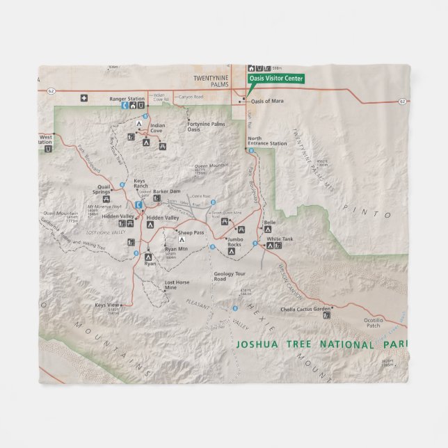 Joshua Tree map fleece blanket (Front (Horizontal))