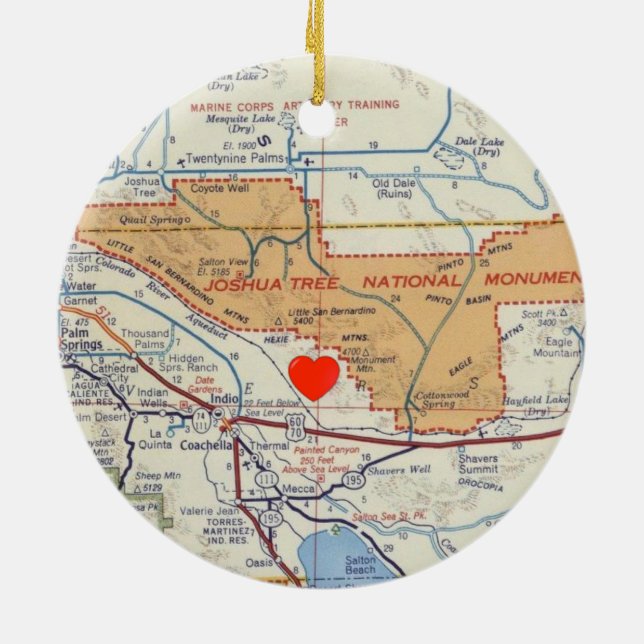Joshua Tree National Monument Map Ceramic Ornament (Back)