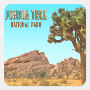 Joshua Tree National Park California Vintage Square Sticker