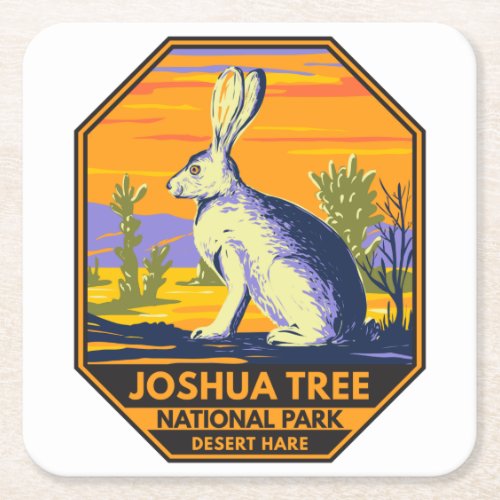 Joshua Tree National Park Desert Hare Vintage  Square Paper Coaster