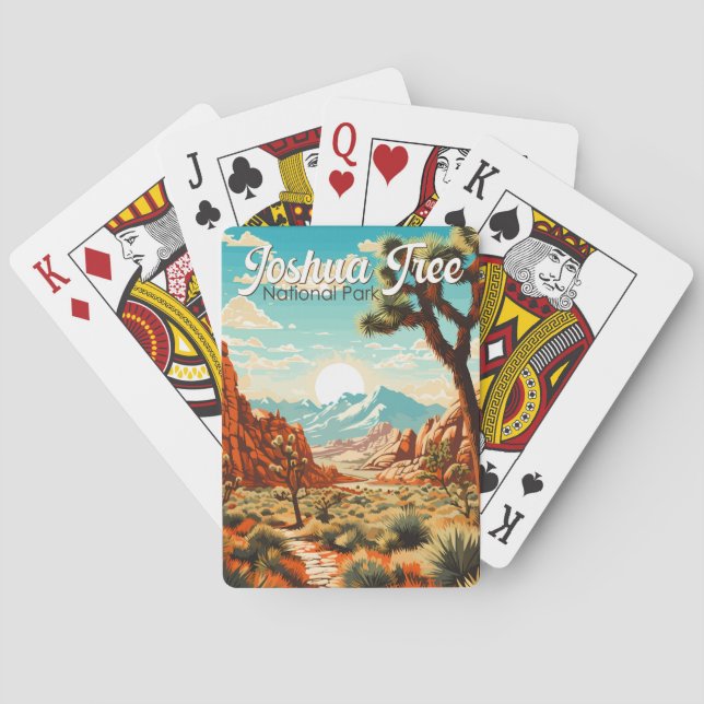 Joshua Tree National Park Illustration Retro Poker Cards (Back)