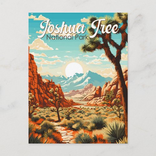 Joshua Tree National Park Illustration Retro Postcard