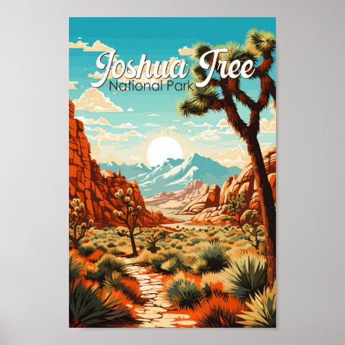 Joshua Tree National Park Illustration Retro Poster