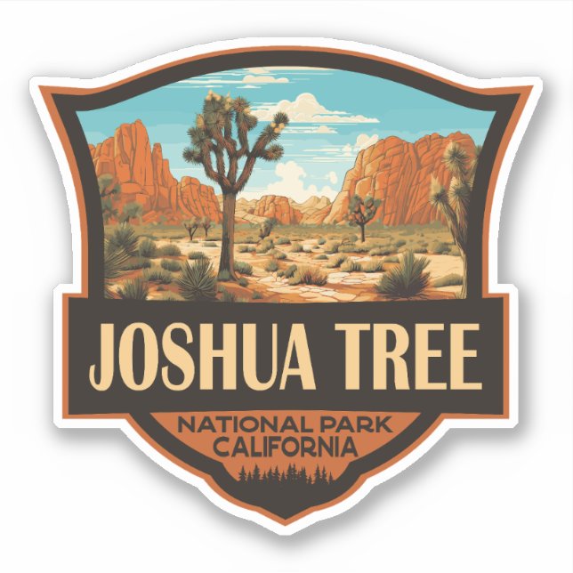 Joshua Tree National Park Illustration Retro Sticker (Front)