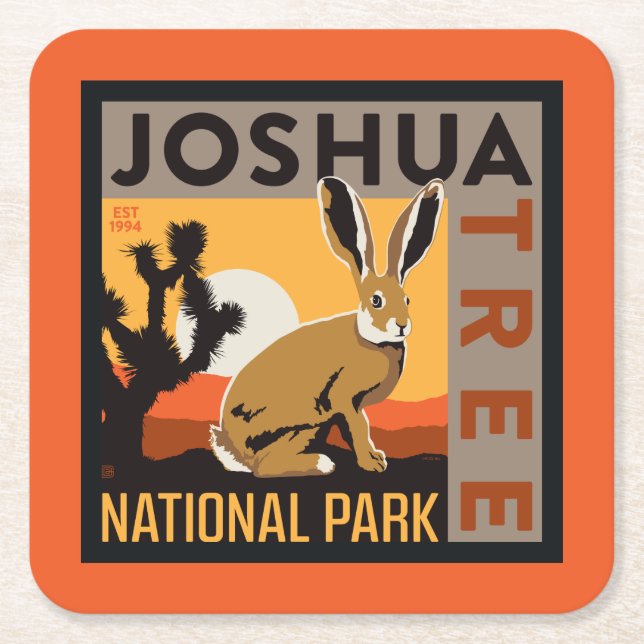 Joshua Tree National Park | Jackrabbit Square Paper Coaster (Front)