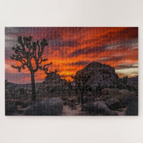 Joshua Tree National Park Red Sunset Jigsaw Puzzle