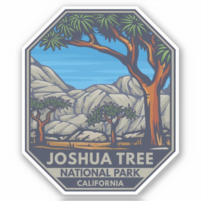 Joshua Tree National Park Retro Emblem Sticker (Front)