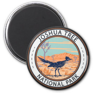 Joshua Tree National Park Roadrunner Retro Circle Magnet