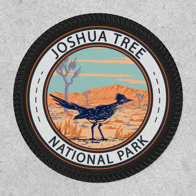 Joshua Tree National Park Roadrunner Retro Circle Patch (Front)