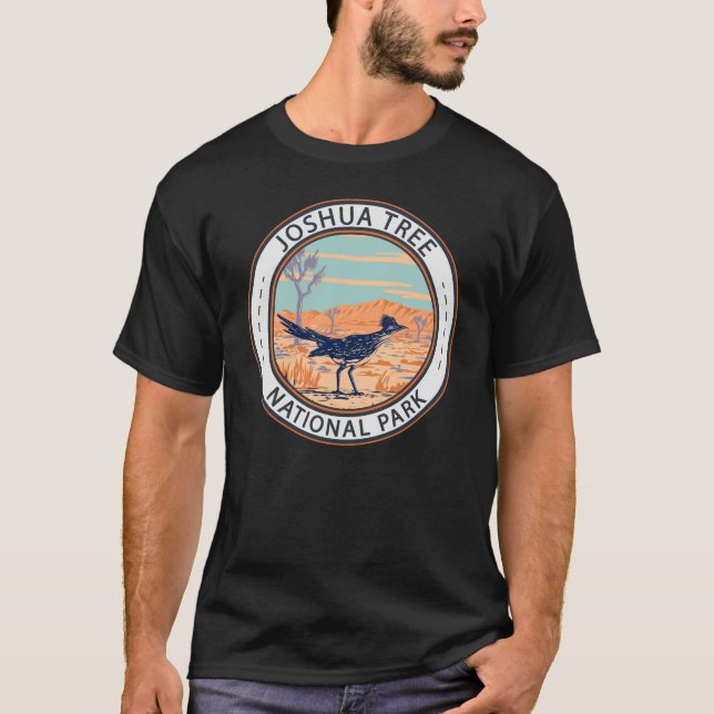 Joshua Tree National Park Roadrunner Retro Circle T-Shirt (Front)