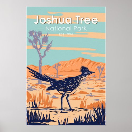 Joshua Tree National Park Roadrunner Vintage Poster