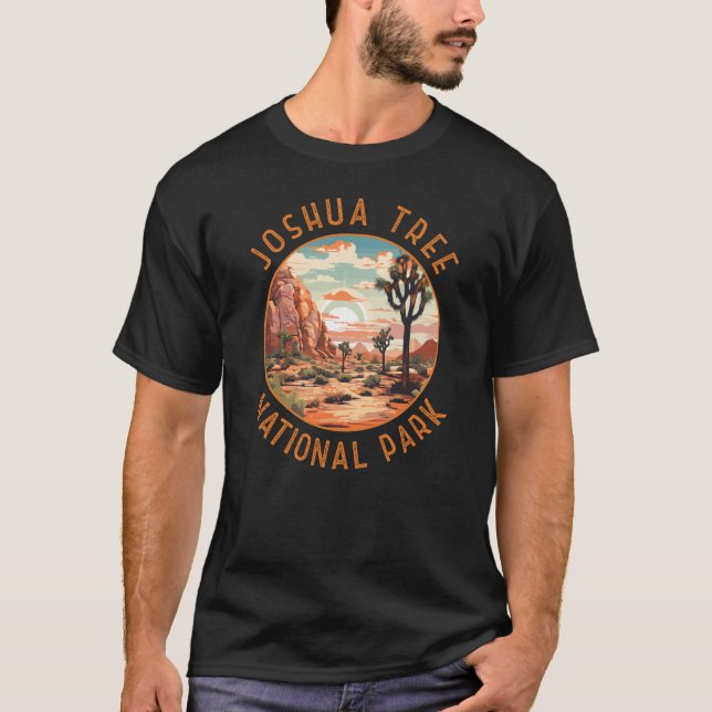 Joshua Tree National Park Sunset Retro Distressed T-Shirt (Front)