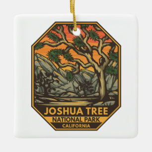 Joshua Tree National Park Sunset Retro Emblem Ceramic Ornament