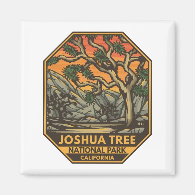 Joshua Tree National Park Sunset Retro Emblem Magnet (Front)