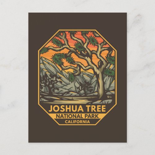 Joshua Tree National Park Sunset Retro Emblem Postcard