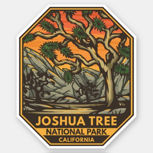 Joshua Tree National Park Sunset Retro Emblem Sticker