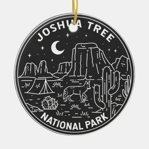 Joshua Tree National Park Vintage Monoline  Ceramic Ornament