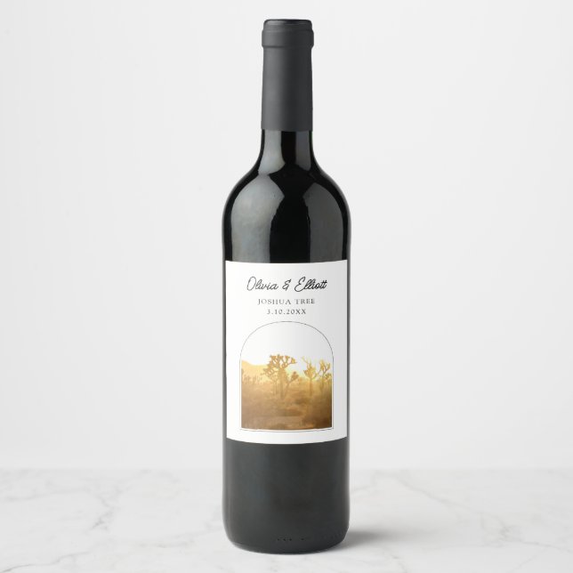 Joshua Tree Photo Wedding Favor Wine Label (Front)