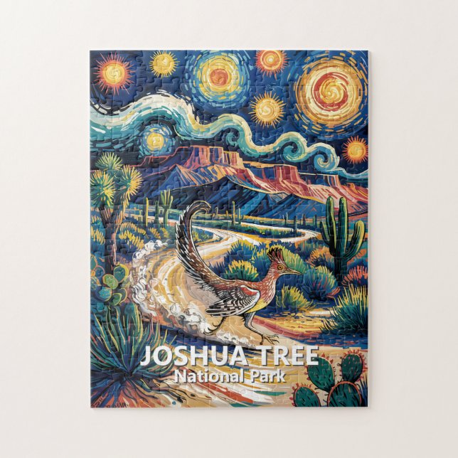 Joshua Tree Roadrunner Colorful Desert Landscape Jigsaw Puzzle (Vertical)