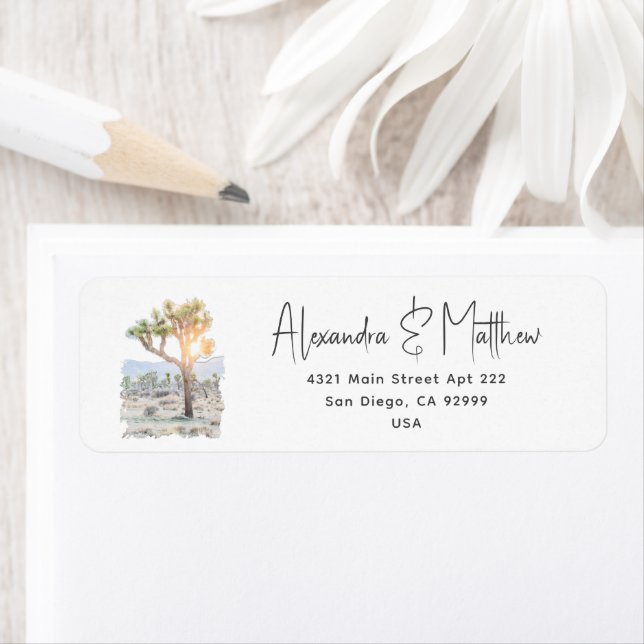 Joshua Tree Rustic Modern Typography Boho Wedding Label (Insitu)