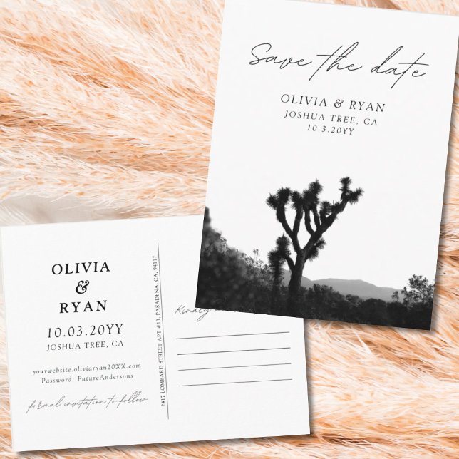 Joshua Tree Save the Date Postcard Black & White (Joshua Tree Save the Date Postcard Black & White)