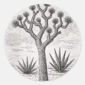 joshua tree sketch | desert sketch art classic round sticker
