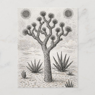 joshua tree sketch | desert sketch art holiday postcard