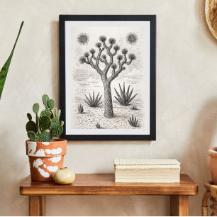 joshua tree sketch desert sketch art poster