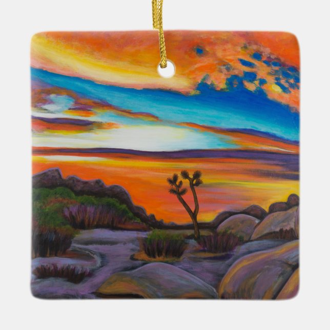 Joshua tree Sunset Ceramic Ornament (Front)