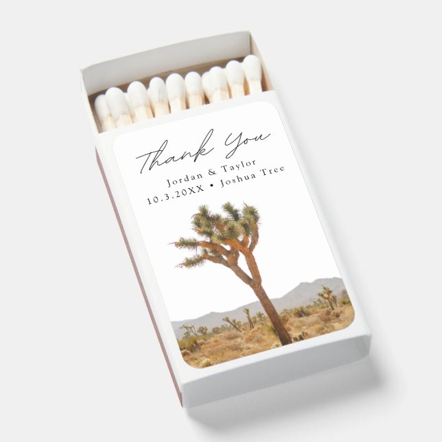 Joshua Tree Wedding Favor Boho Thank You Matchboxes (Front Open)