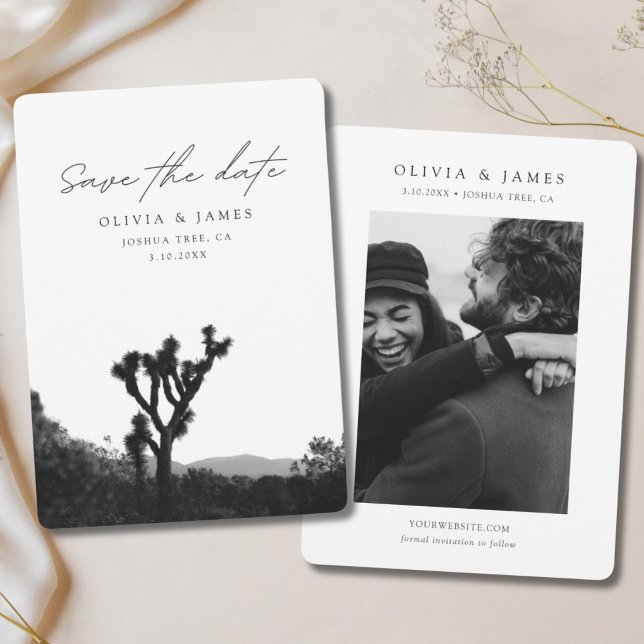 Joshua Tree Wedding Save the Date Black & White Invitation (Elegant Joshua Tree Wedding Save the Date Black & White Invitation
)