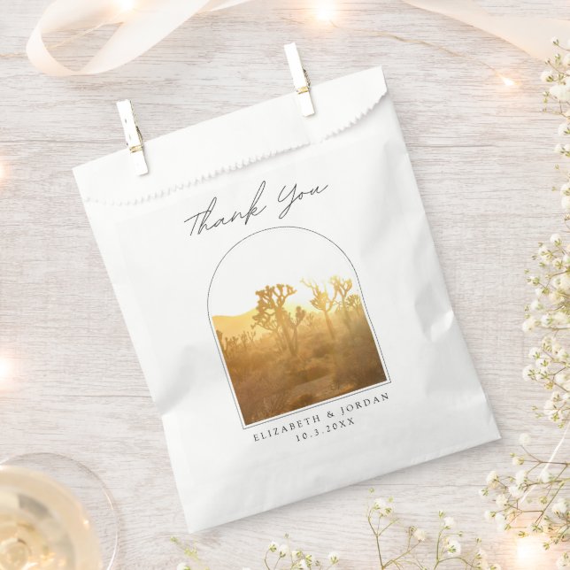 Joshua Tree Wedding Sunset Photo Thank You Favor Bag (Clipped)