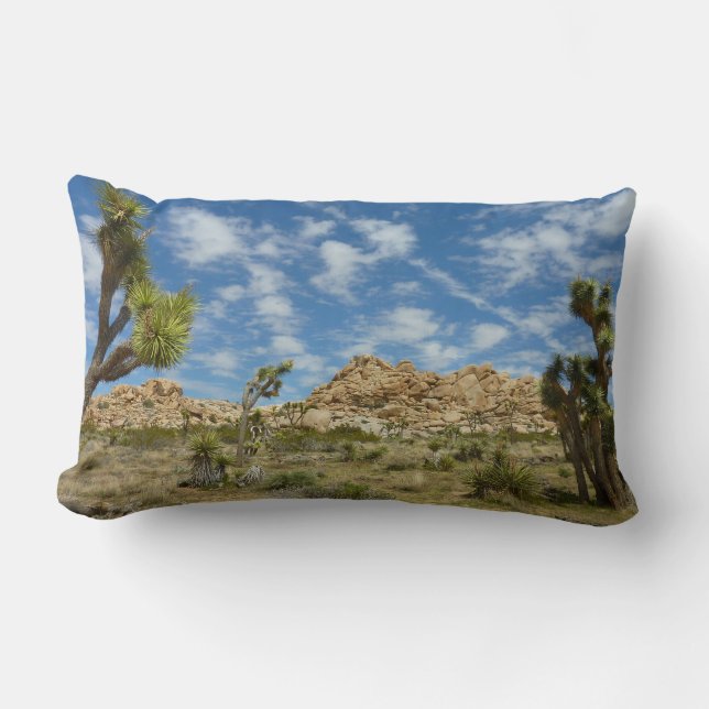 Joshua Trees and Blue Sky Desert Landscape Lumbar Pillow (Front)