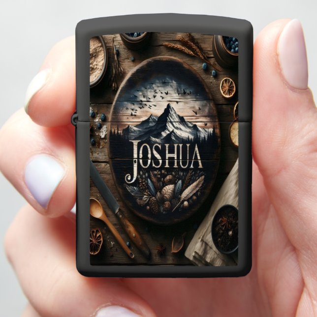 Joshua's Mountain Carving Zippo Lighter (In Hand)