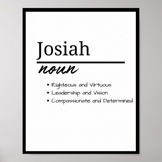Josiah, Boy Personalized Name Definition Poster (Front)
