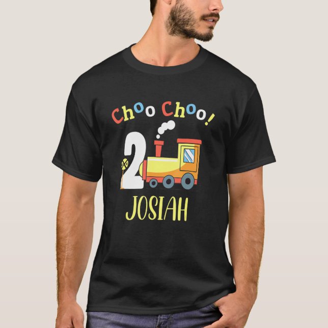 Josiah Choo Choo Two Train 2nd Birthday Turning 2 T-Shirt (Front)