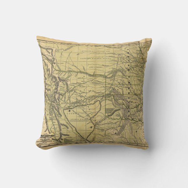 Josiah Gregg's 1844 Map of the Indian Territory Throw Pillow (Front)