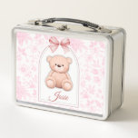 Josie | Custom Pink Teddy Bear Nursery Design  Metal Lunch Box