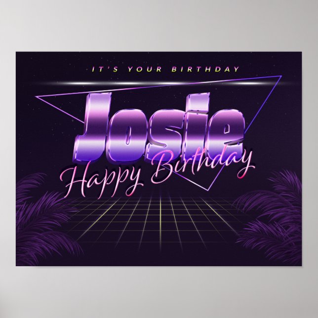 Josie Name Vorname lila retro Poster Geburtstag (Front)