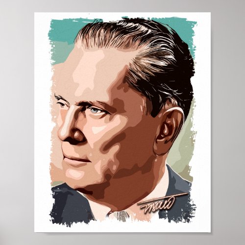 Josip Broz Tito the President of Yugoslavia Color Poster