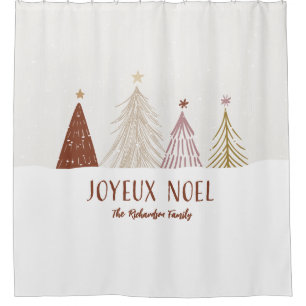 Jouex Noel Holiday Merry Christmas Trees Family Shower Curtain