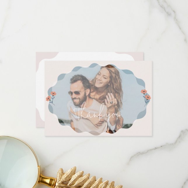 Jouful Floral Wedding Invitation Thank you Cards (Front/Back In Situ)