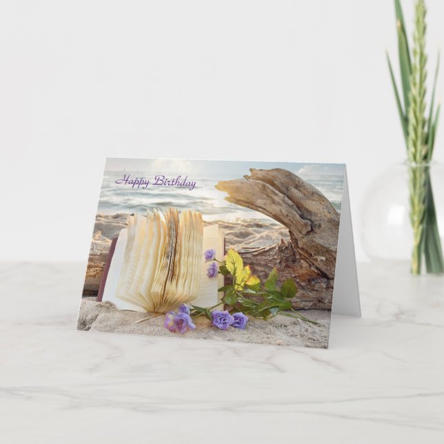 journal and roses on driftwood card (Front)