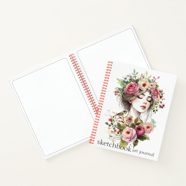 Journal Art Sketchbook Women with Roses-Wreath V01 (Inside)