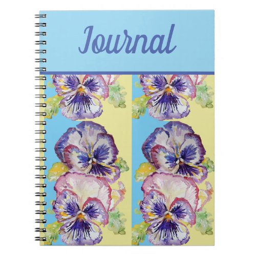 Journal Book Pansy Purple Flower Watercolour Art