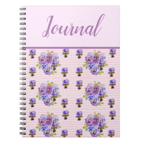 Journal Book Pansy Shabby Purple Vintage Floral