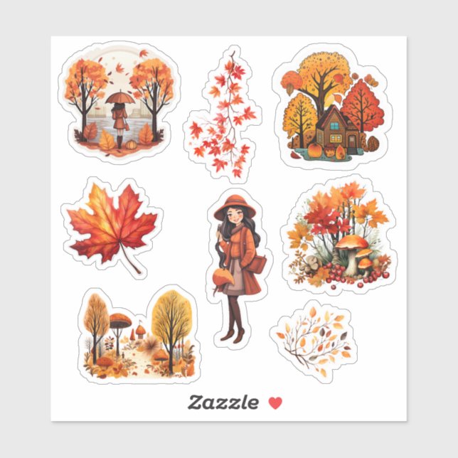 Journal Fall watercolor scrapbook stationary Sticker (Sheet)