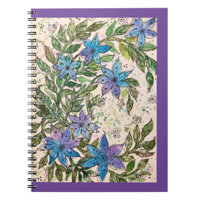 Journal/Notebook– Blue Star Flower  Notebook (Front)