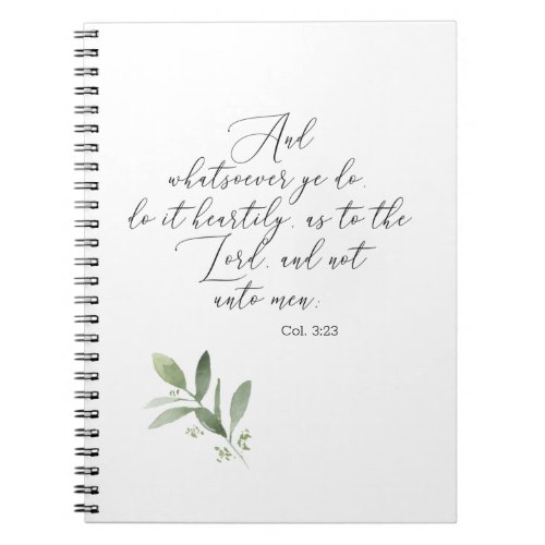 Journal Notebook KJV Bible Verse Colossians 323