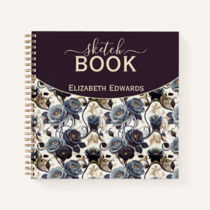 Journal of Elegant Art Gray Flowers and Purple